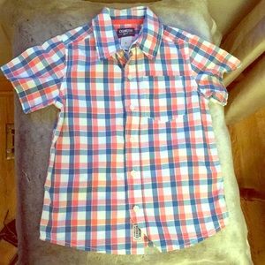 OshKosh B’gosh Boys Blue Plaid Button Down Sz 5